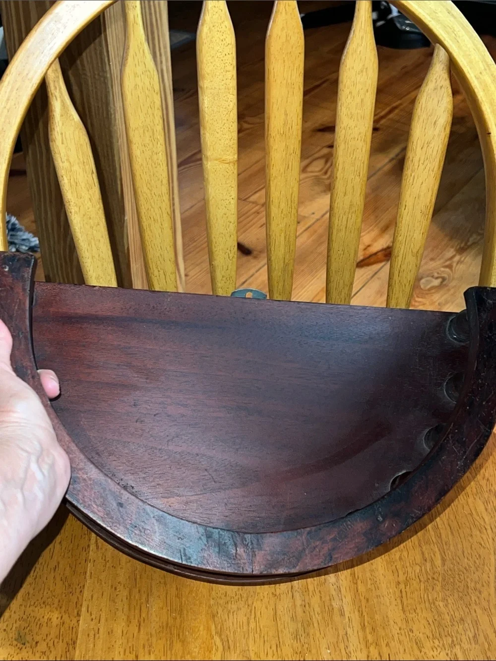 Antique Mahogany Demilune Wall Shelf